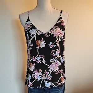 White House Black Market Black Floral Camisole
